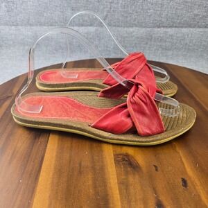 BASS Aloha Red Leather Knot Sandals Flats Slides Womens Size 9.5M‎